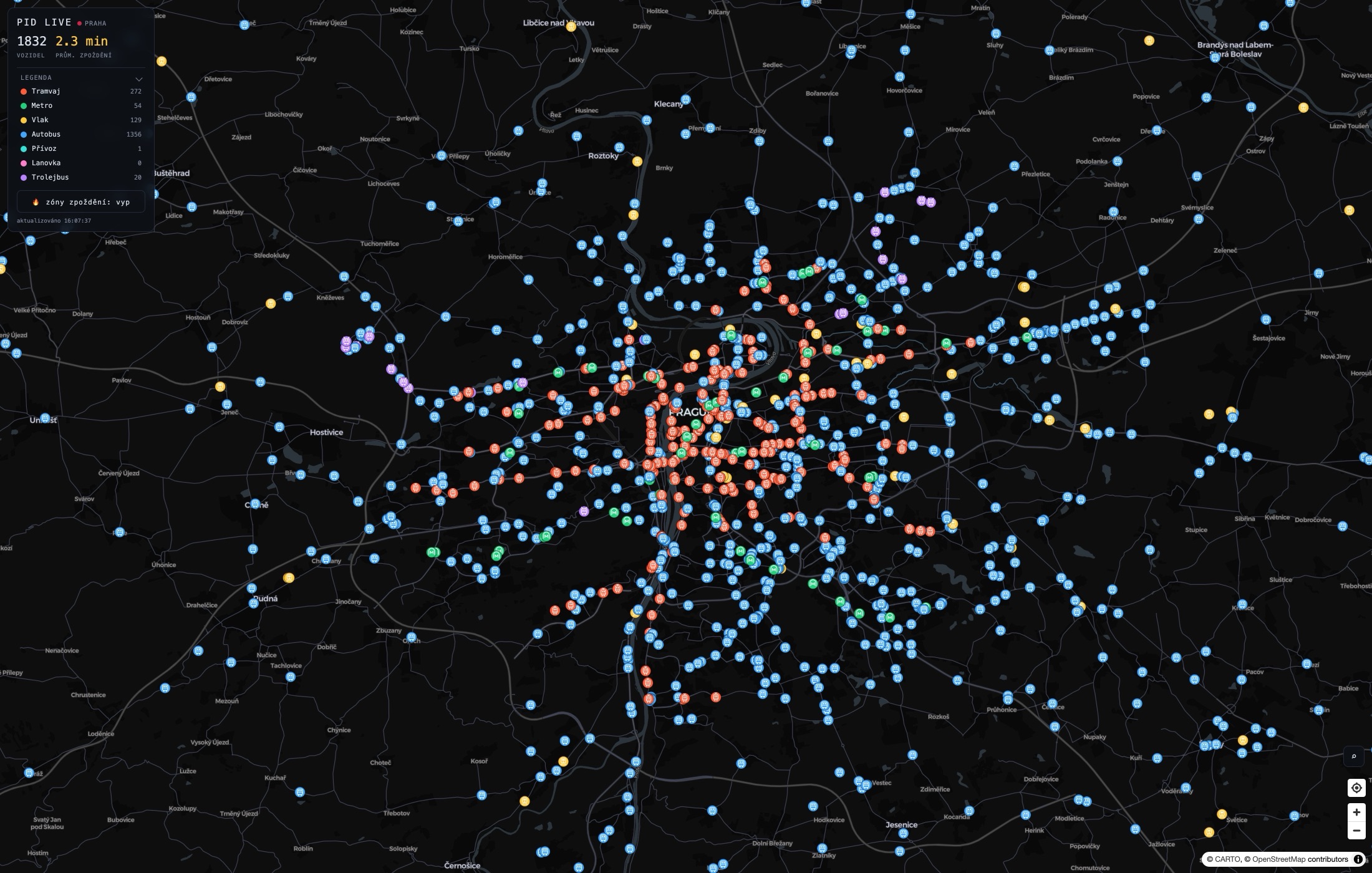 Czech Traffic — live vehicle map across Prague